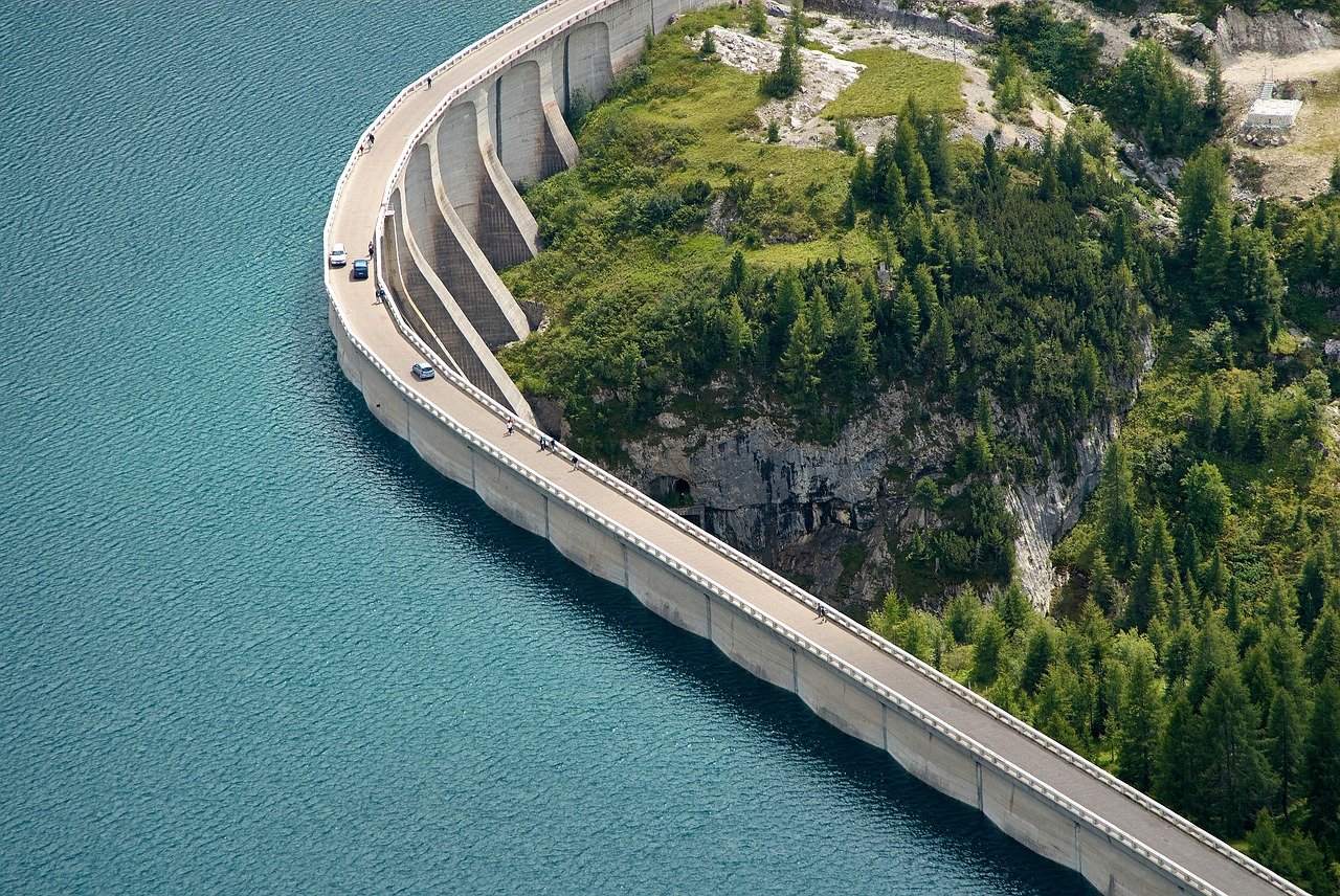 reservoir, dam, water